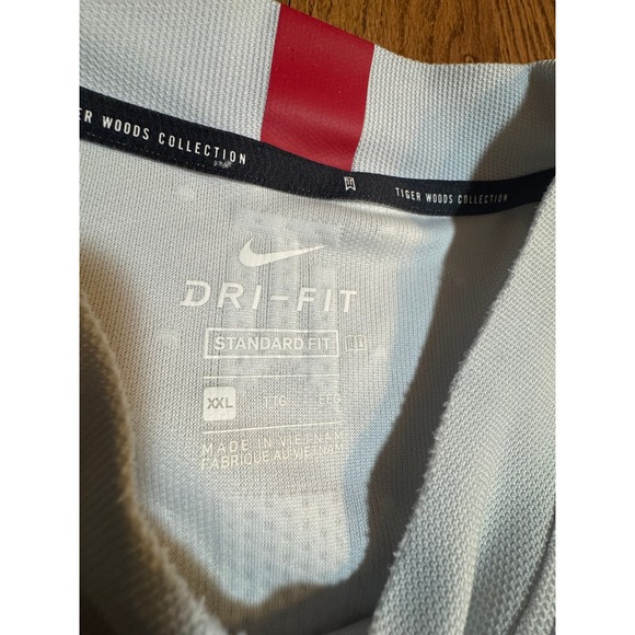 Nike Tiger Woods Collection Dri-FIT Golf Shirt Mens XXL Light Blue Perforated - Picture 2 of 12